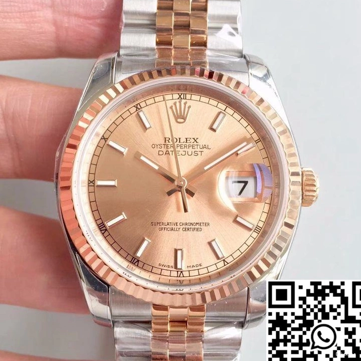 Rose AR Dial 116234 Datejust Rolex Factory Gold 36mm 0504